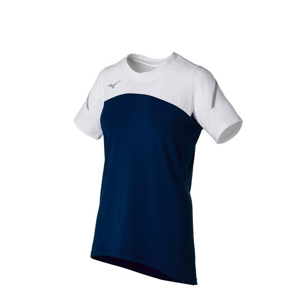 Jerseys Mizuno Techno VII Short Sleeve Mujer Azul Marino/Blancas Ofertas ASTF-92573